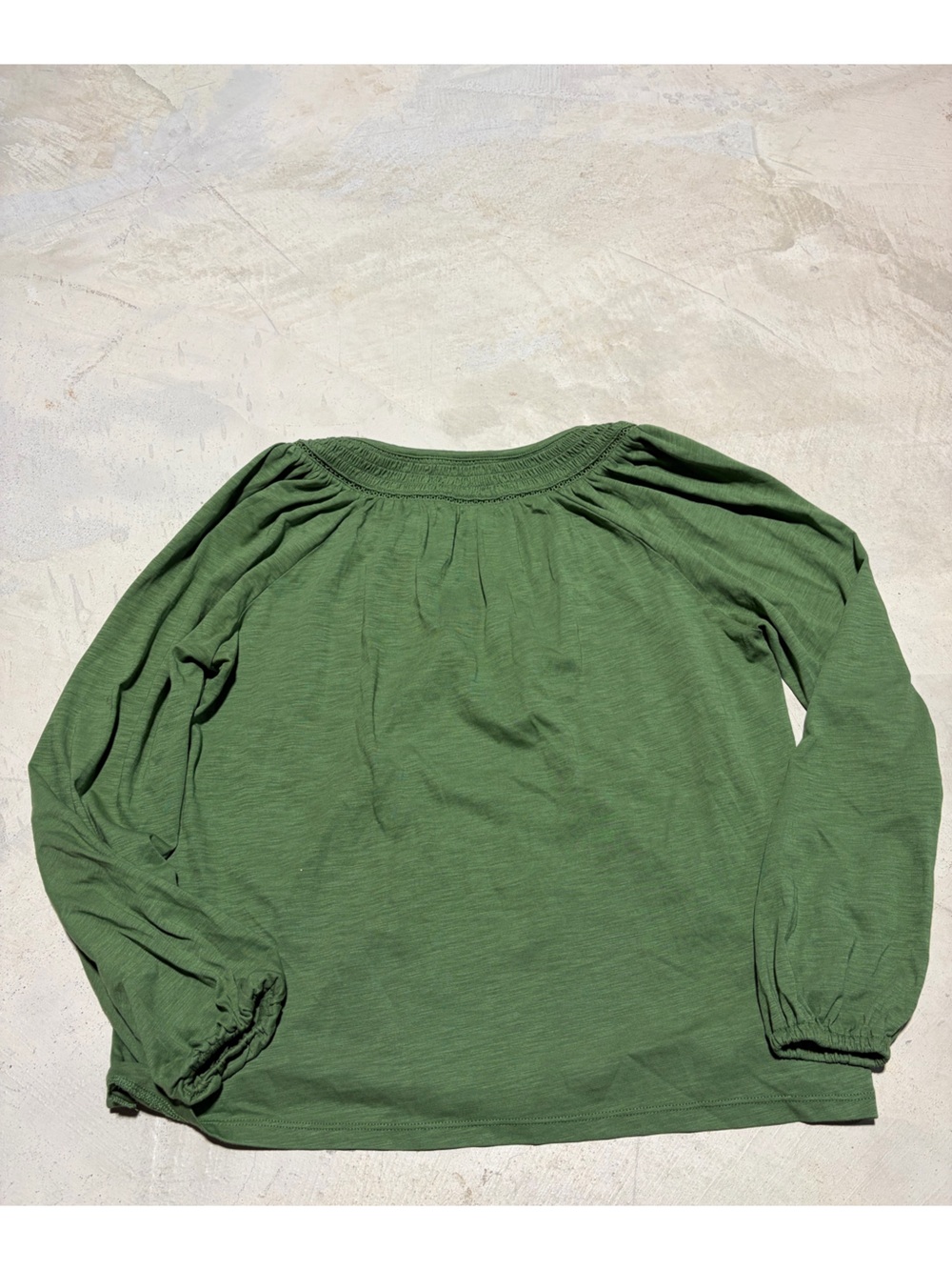 Boden Georgia smocked jersey top Women’s Green Peasant Blouse 4 - Picture 8 of 9
